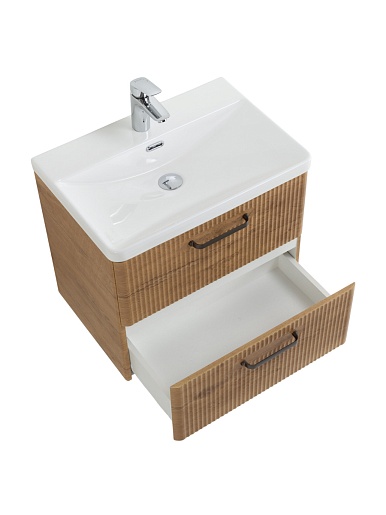 BelBagno Тумба с раковиной Due 60 подвесная Rovere Nature ручки Матовый тёмный никель – картинка-7